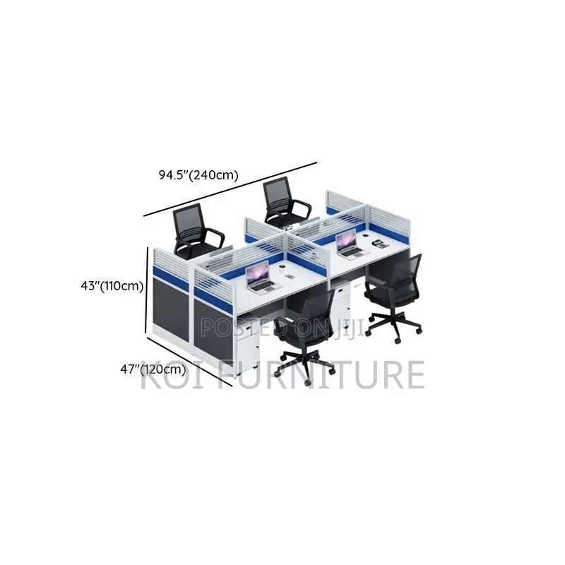 Office Workstation; Blue Four Users Cooperation Office Wokstation Desk