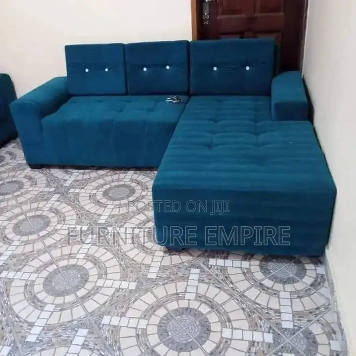 Teal L- Shaped Sectional Sofa