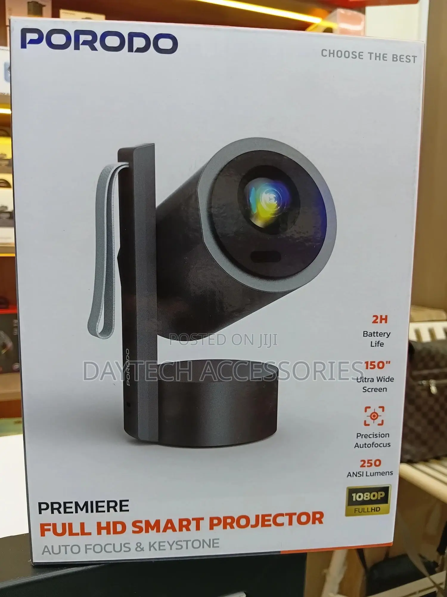 Porodo Premiere Full Hd Android Smart Projector 270° Angle Adjustment.