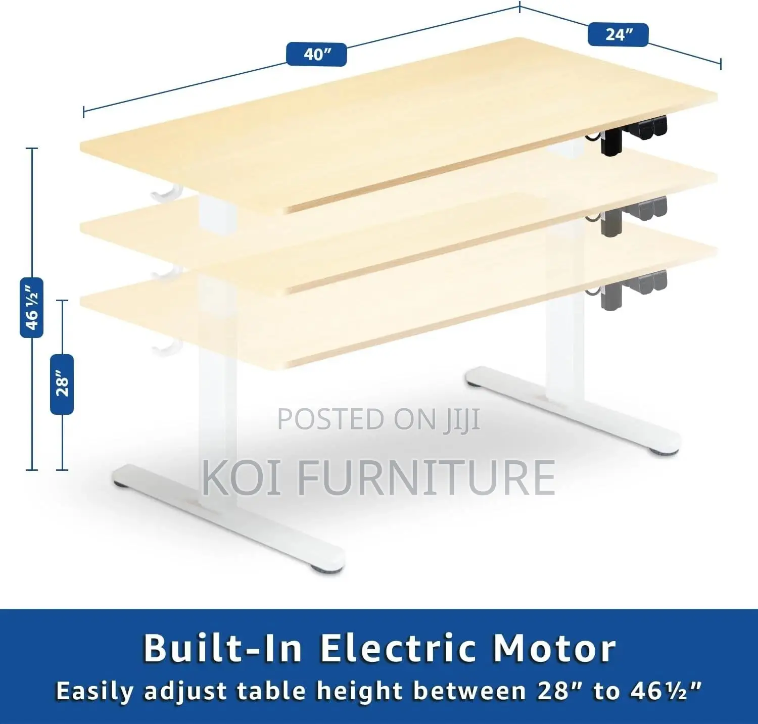 Office Desk; 1.2m Modern Height Home Office Standing Electric Desk