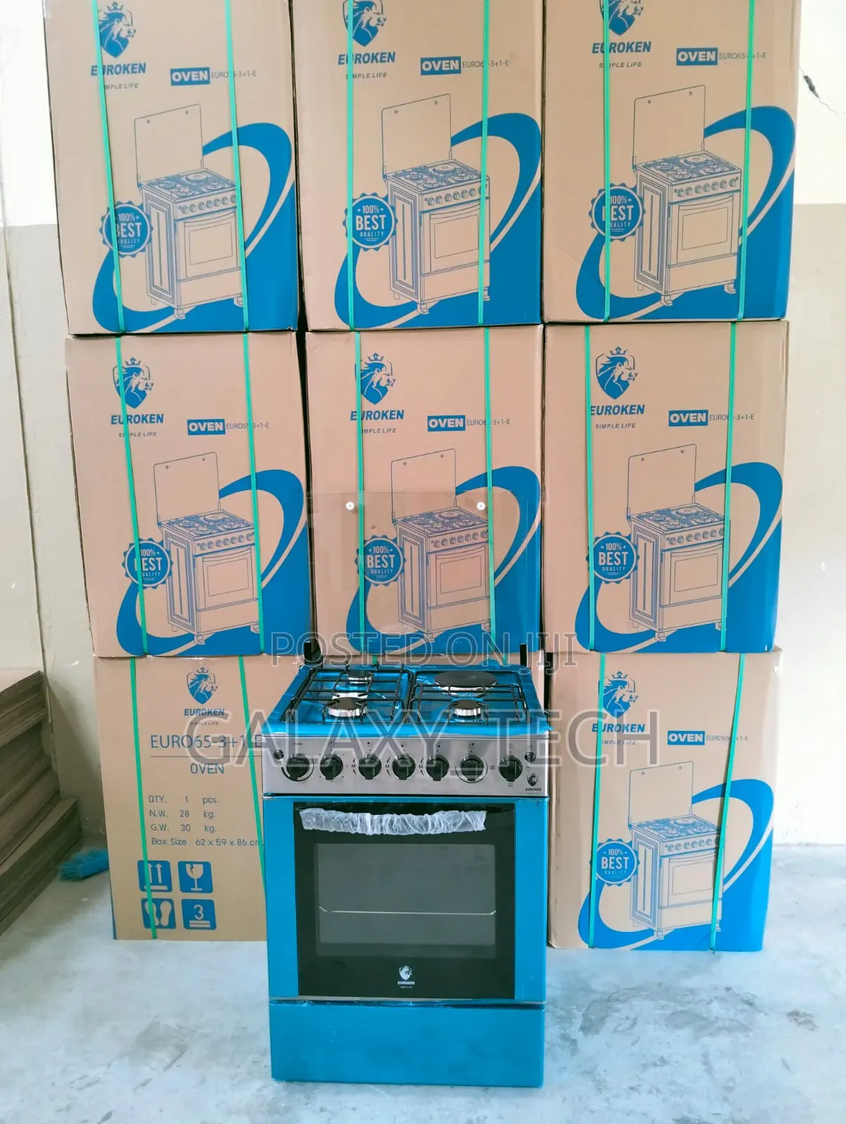 Euroken 60*65cm 3g+1e Standing Cooker,Electric Double Heater Oven