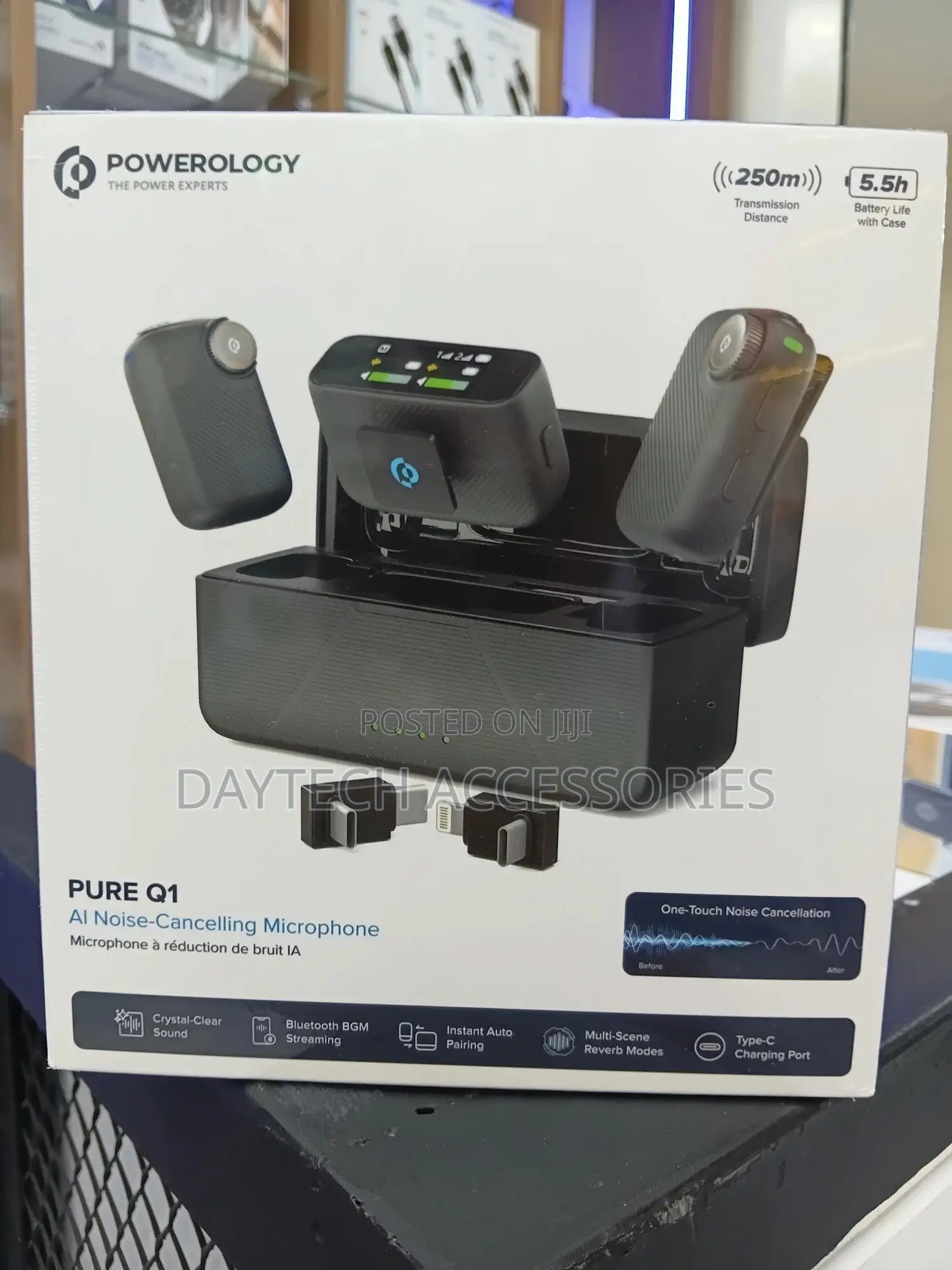 Powerology Pure Q1 Microphone With Ai Noise Cancellation Auto Pairing