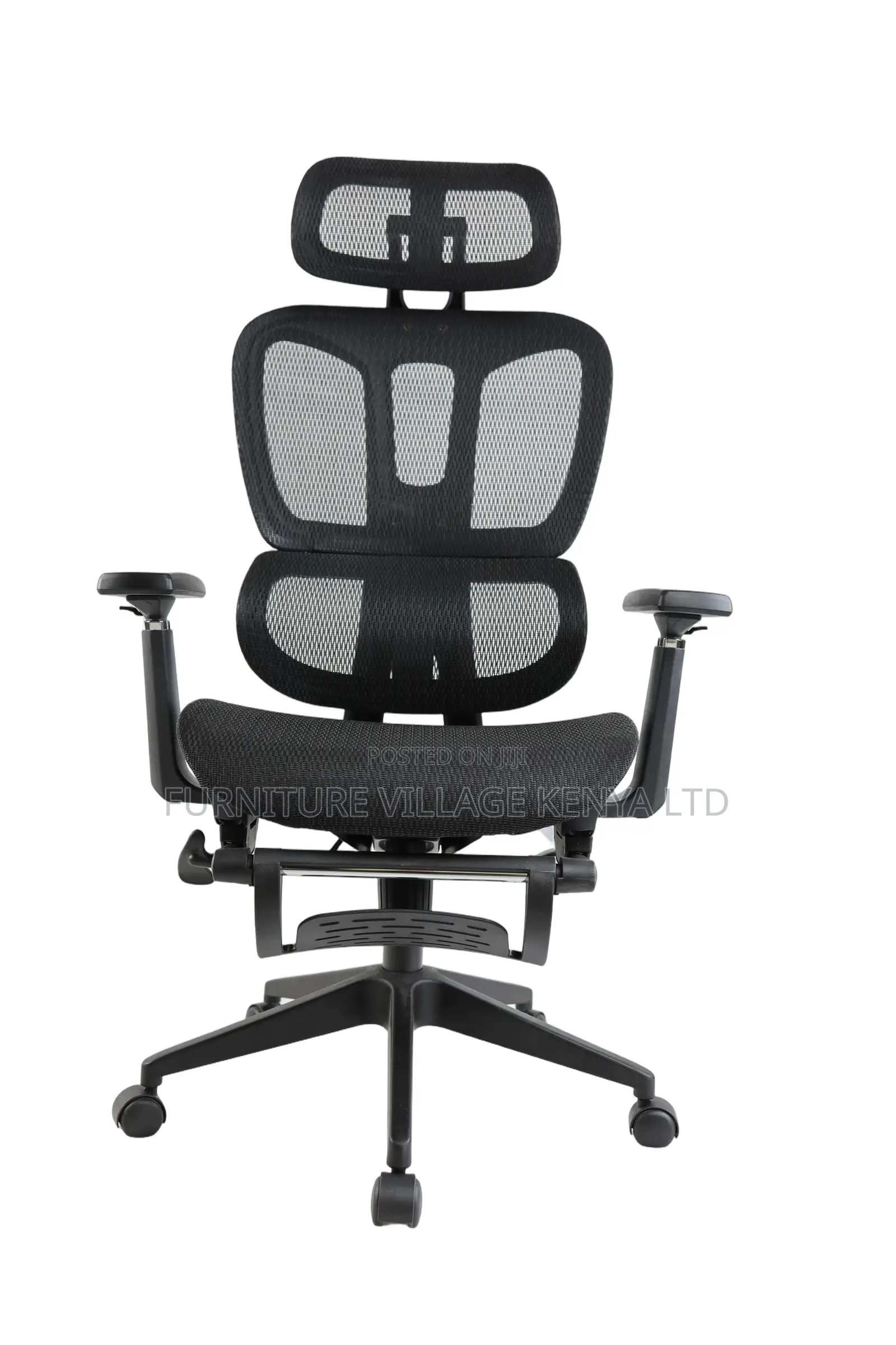 Black Full Mesh High-Back Chair With Footrest