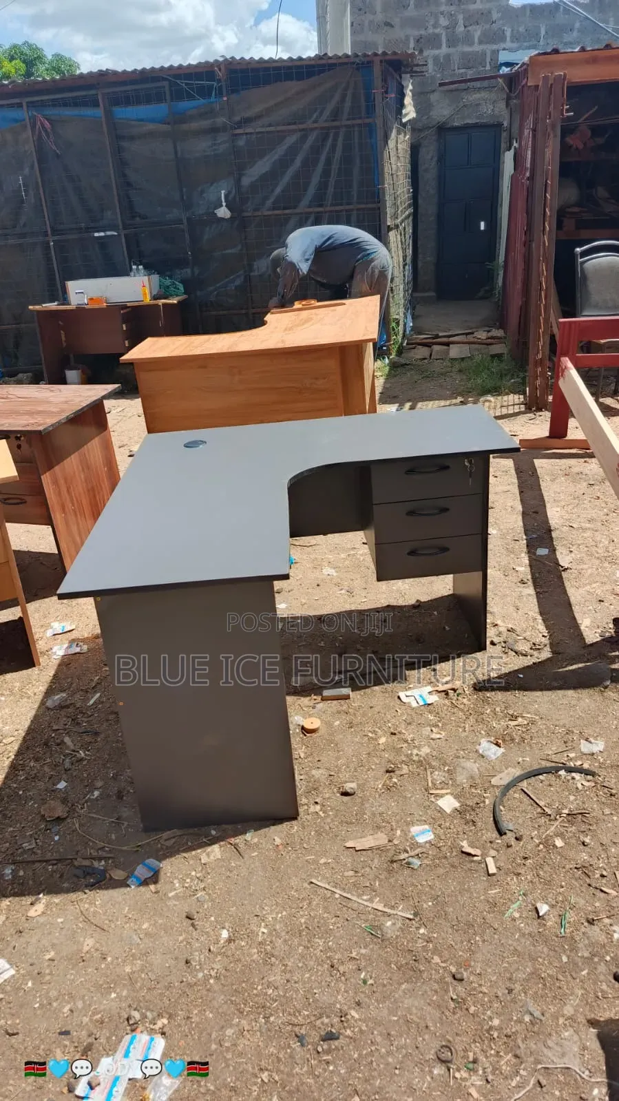 L-Shape Office Desk With Drawer