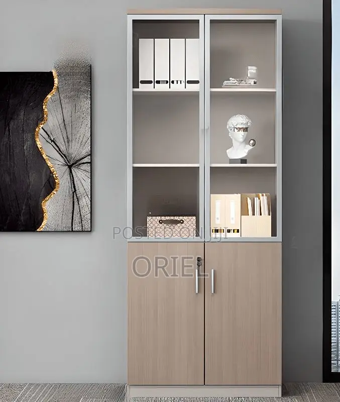 Office Cabinet : Office 2-Door Wooden Half Glass Filing Cabinet