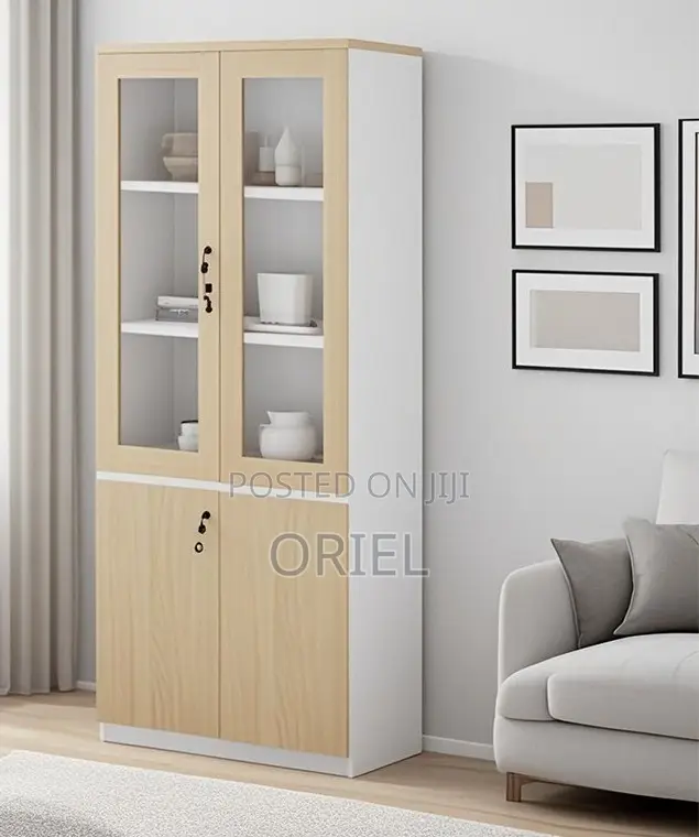 Office Cabinet : Office 2-Door Wooden Half Glass Filing Cabinet
