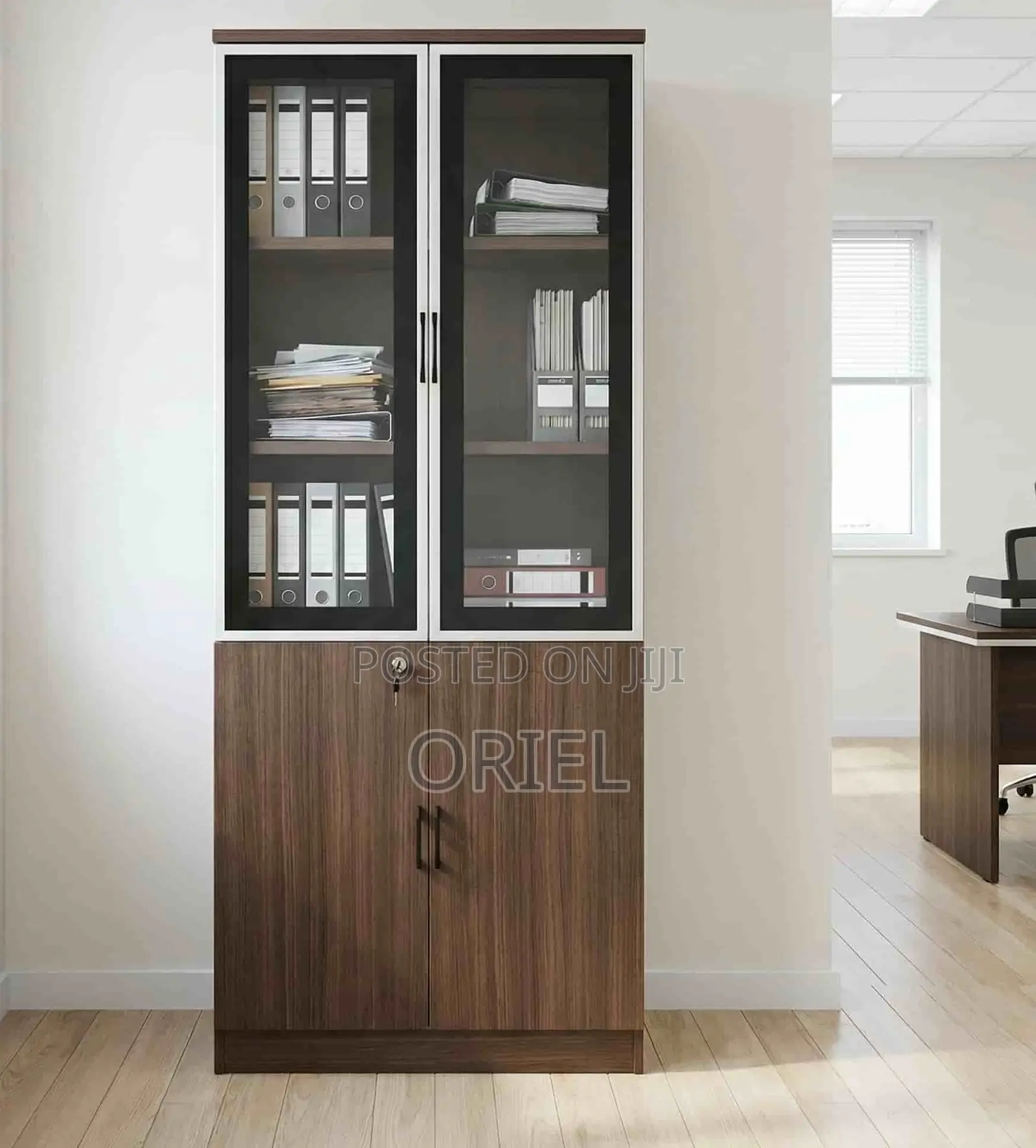 Office Cabinet : Office 2-Door Wooden Half Glass Filing Cabinet