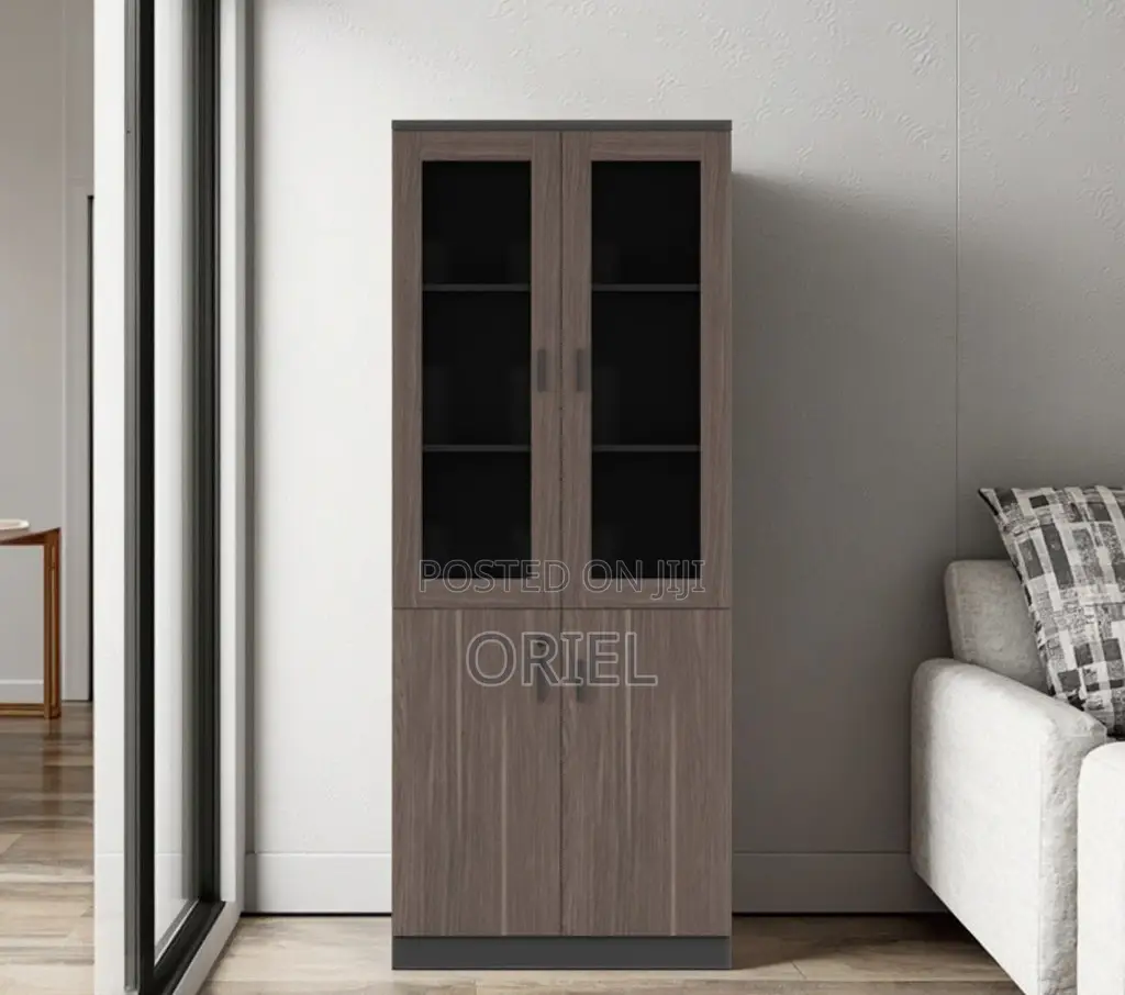 Office Cabinet : Office 2-Door Wooden Half Glass Filing Cabinet
