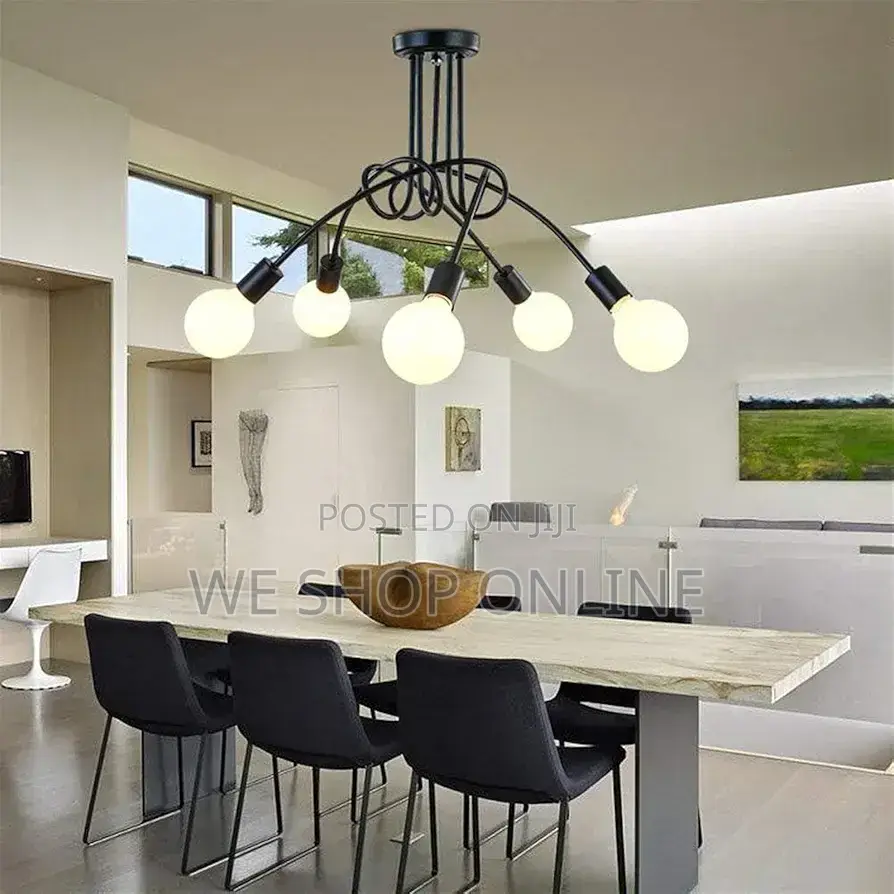 5 Way Swirl Arm Ceiling Light