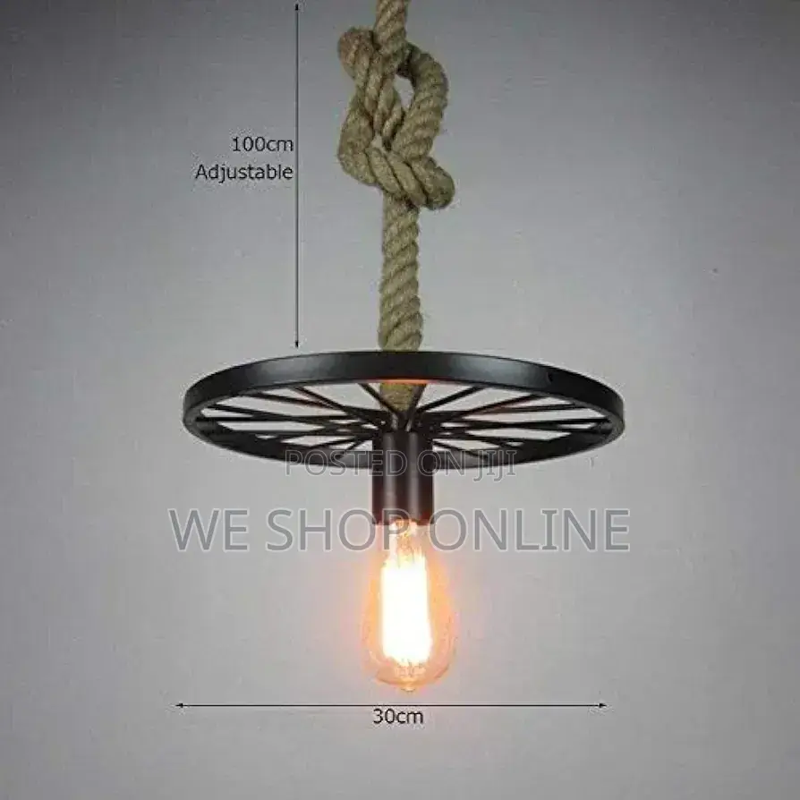 Wheel Hemp Ropes Pendant Light