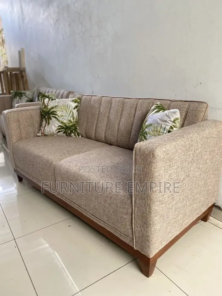 Beige 3 Seater With Wooden Base