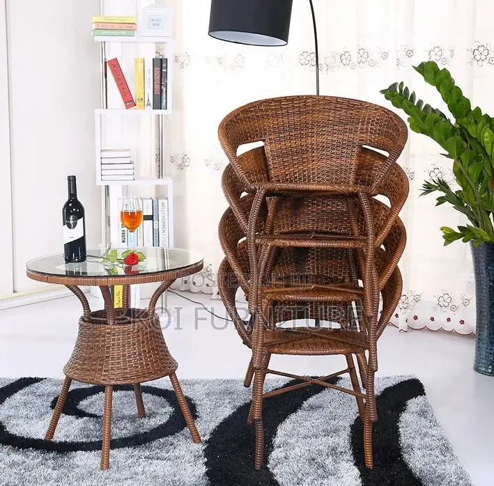 Dining Set; Two Seaters Outdoor Balcony Rattan Dining Set