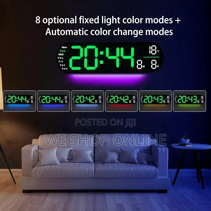 Large Led Digital Alarm Clock, 43×12cm.