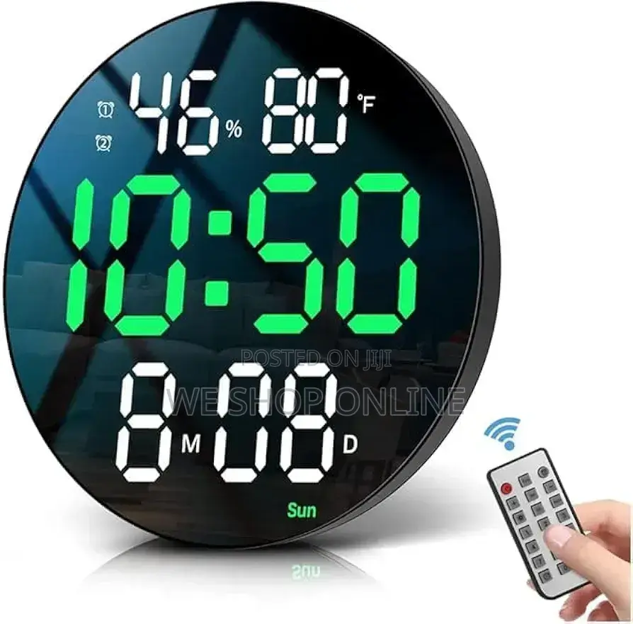 Round Led Digital Alarm Clock, Diameter 25.5cm
