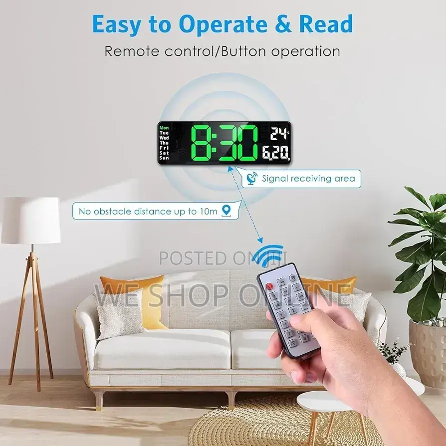 Led Digital Alarm Clock Large Display, 39*13cm