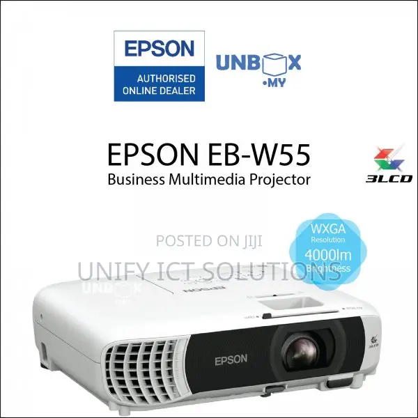 Epson Eb-W55 Wxga 4000 Lumen Projector, Built-in Wifi,