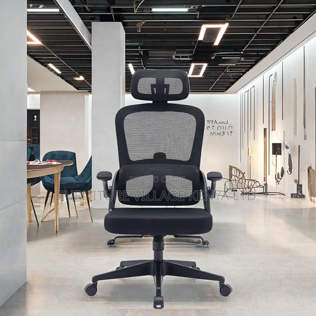 Ergonomic Black High-Back Mesh Chair With Flip Arms