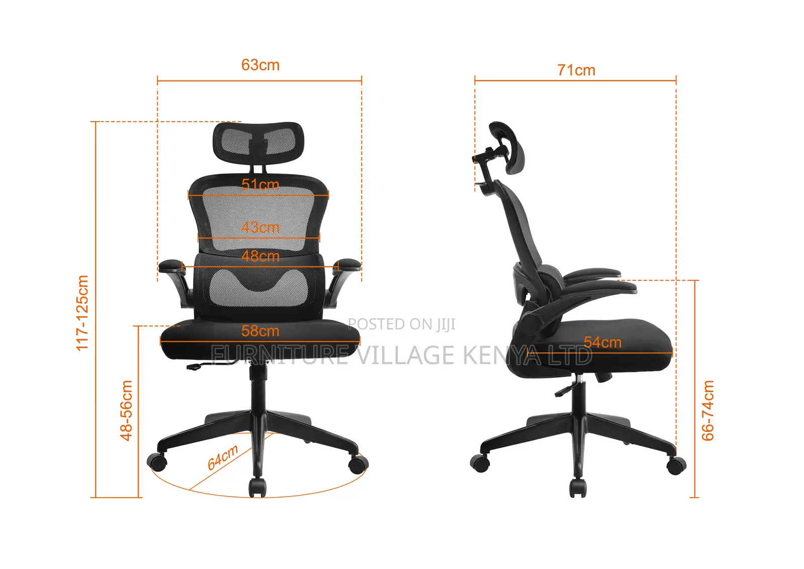Ergonomic Black High-Back Mesh Chair With Flip Arms