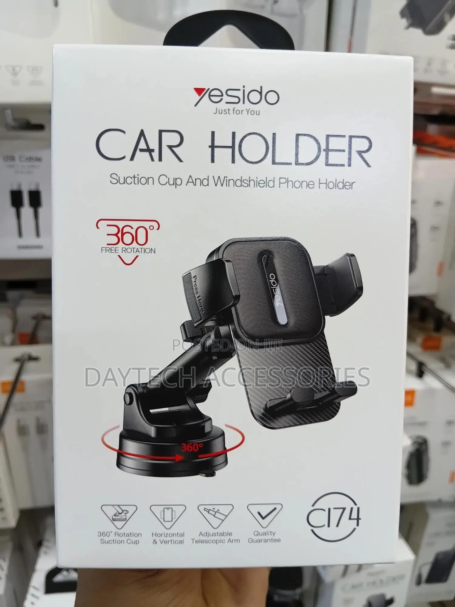 Yesido C174 Suction Cup Telescopic Car Phone Holder