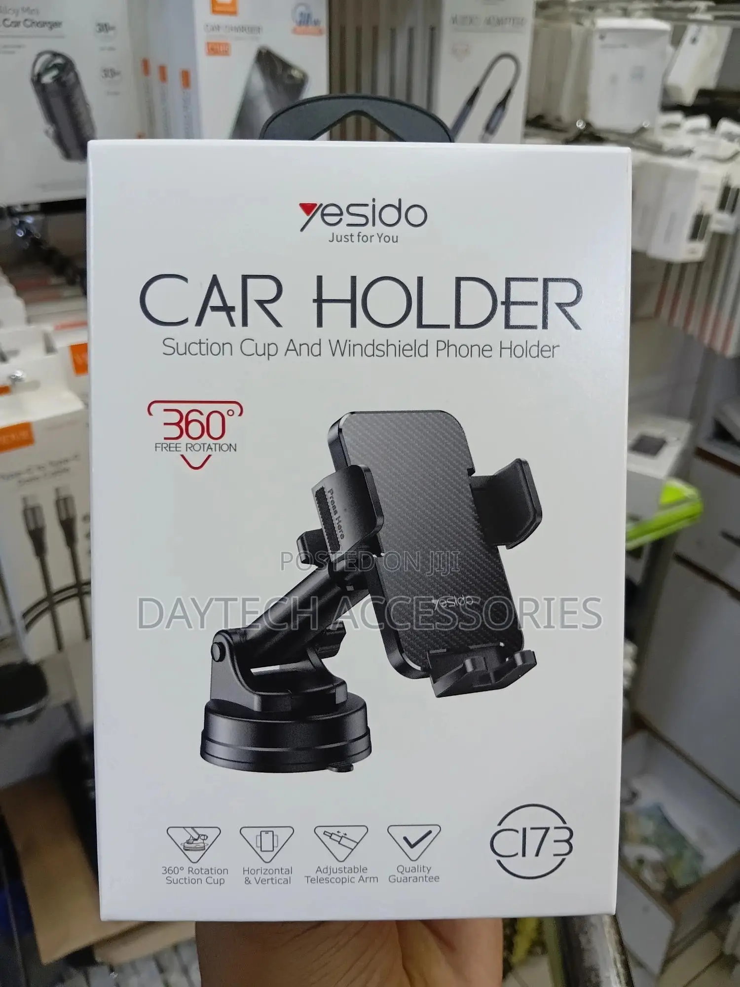 The Yesido C173 Suction Cup and Windshield Phone Holder - Black