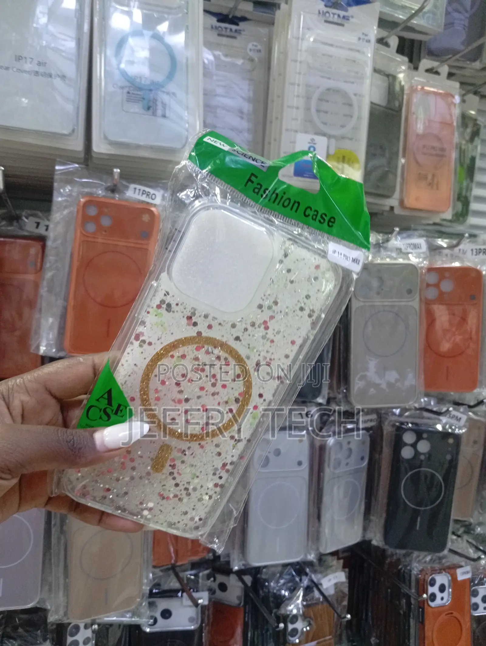 Glitter-Filled Phone Case With a Ring for an iPhone 14 Pro Max