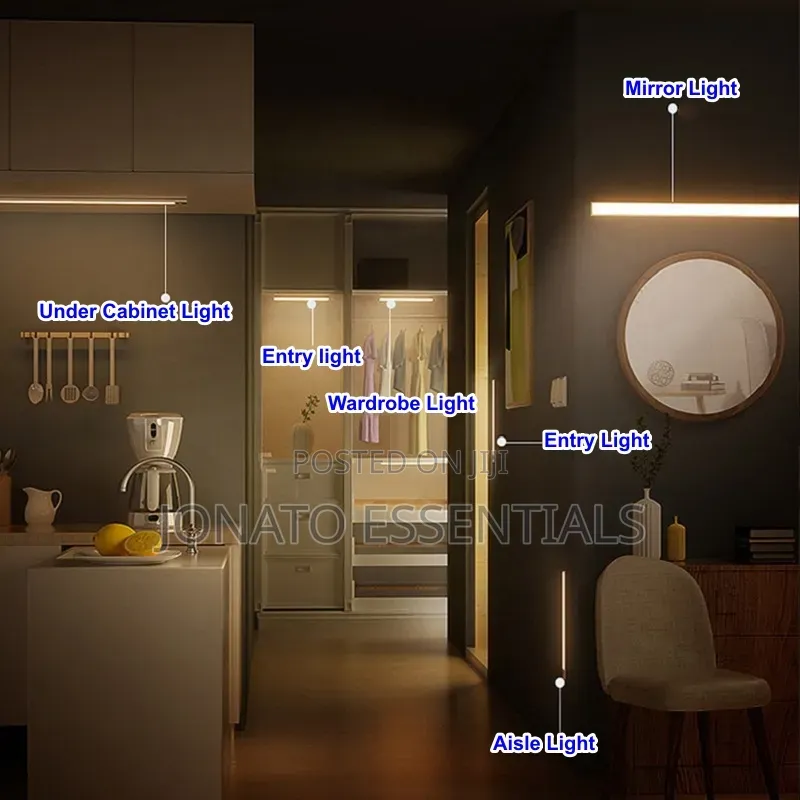 Motion Sensor Led Cabinet Light USB Rechargeable Wardrobe Bar