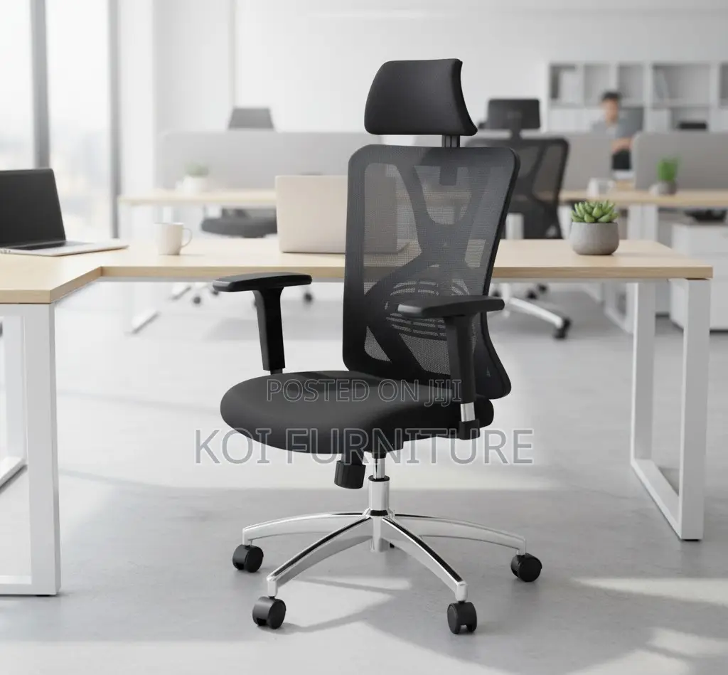 Office Chairs; Executive High Backrest Fabric Headrest Swivel Chair