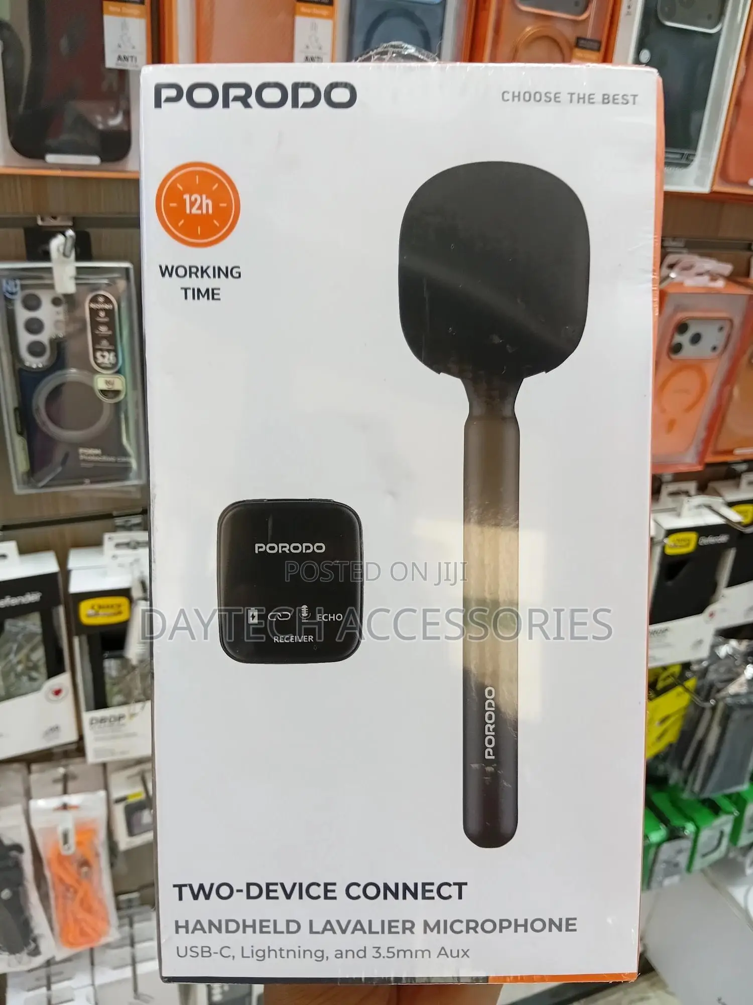 Porodo Two-Device Connect Handheld Lavalier Microphone.