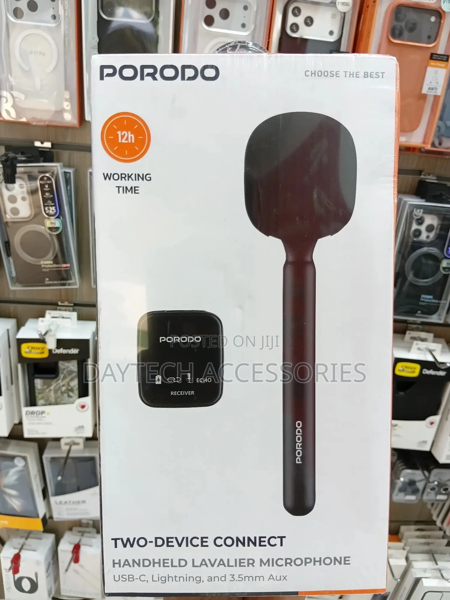 Porodo Two-Device Connect Handheld Lavalier Microphone.