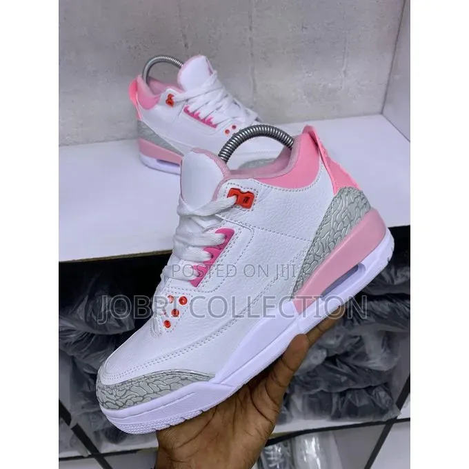 Ladies Air Jordan Retro 3 White Pink Sneakers