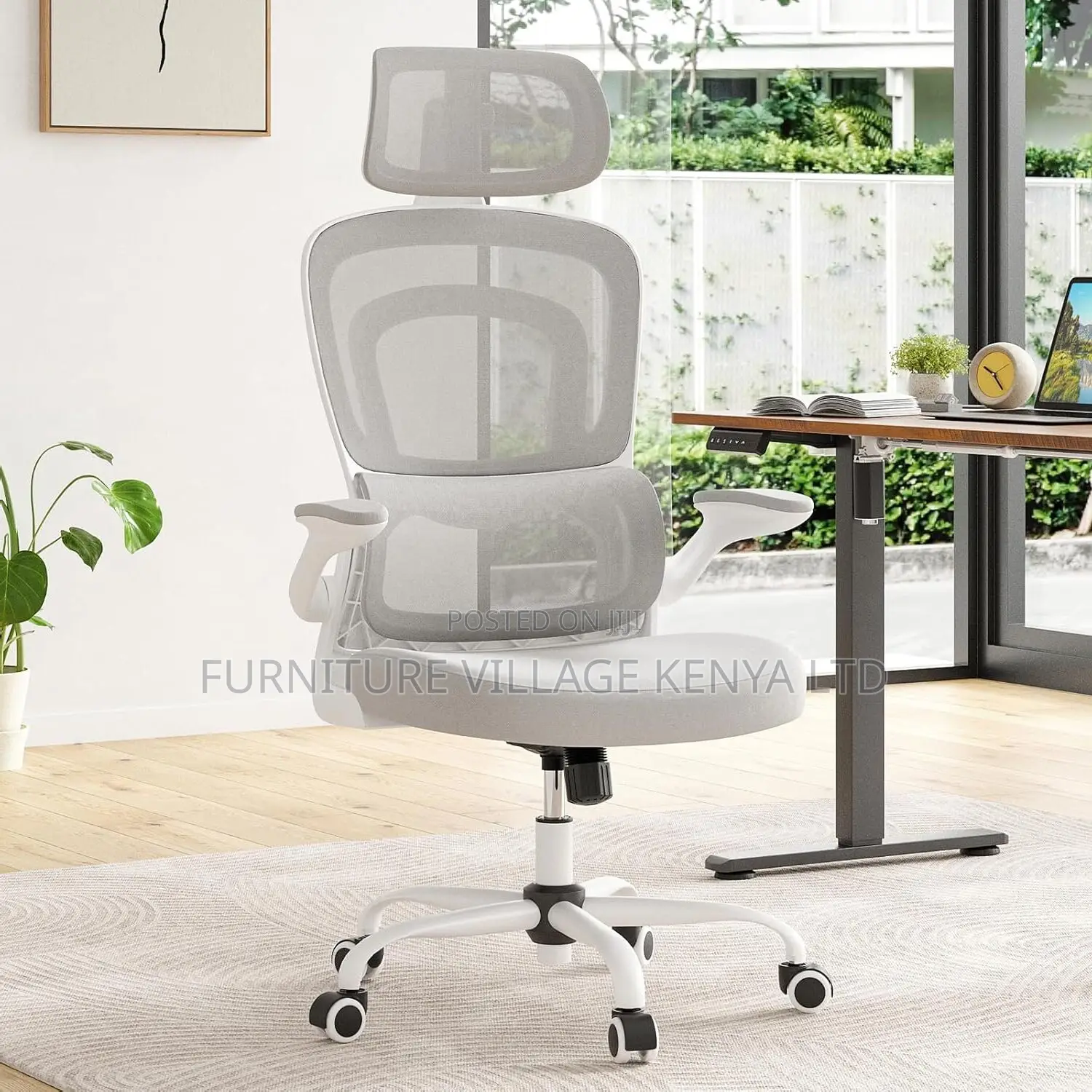 Swivel White Mesh Orthopedic Study Chair With Arms