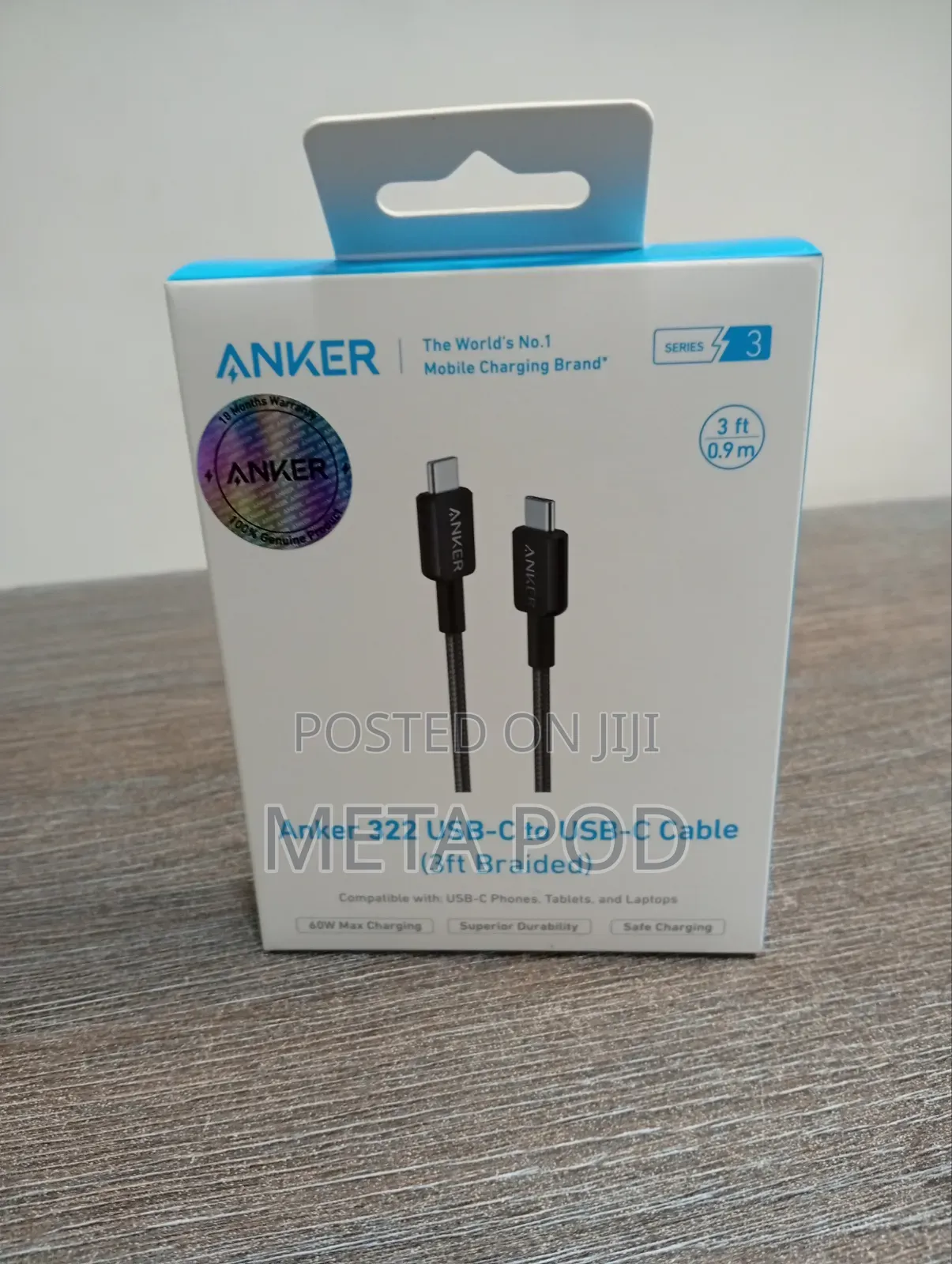 Anker 322 USB-C to USB-C 60w Cable 3ft (Braided)