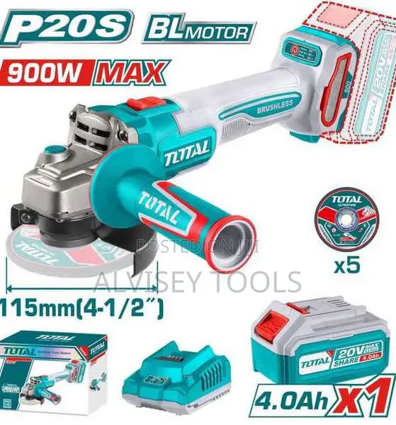 Total Tagli261521 Cordless Angle Grinder 900w 20v