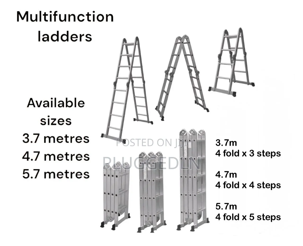 Multifunction Ladder- 3.7 Metres 4 Fold 3 Steps