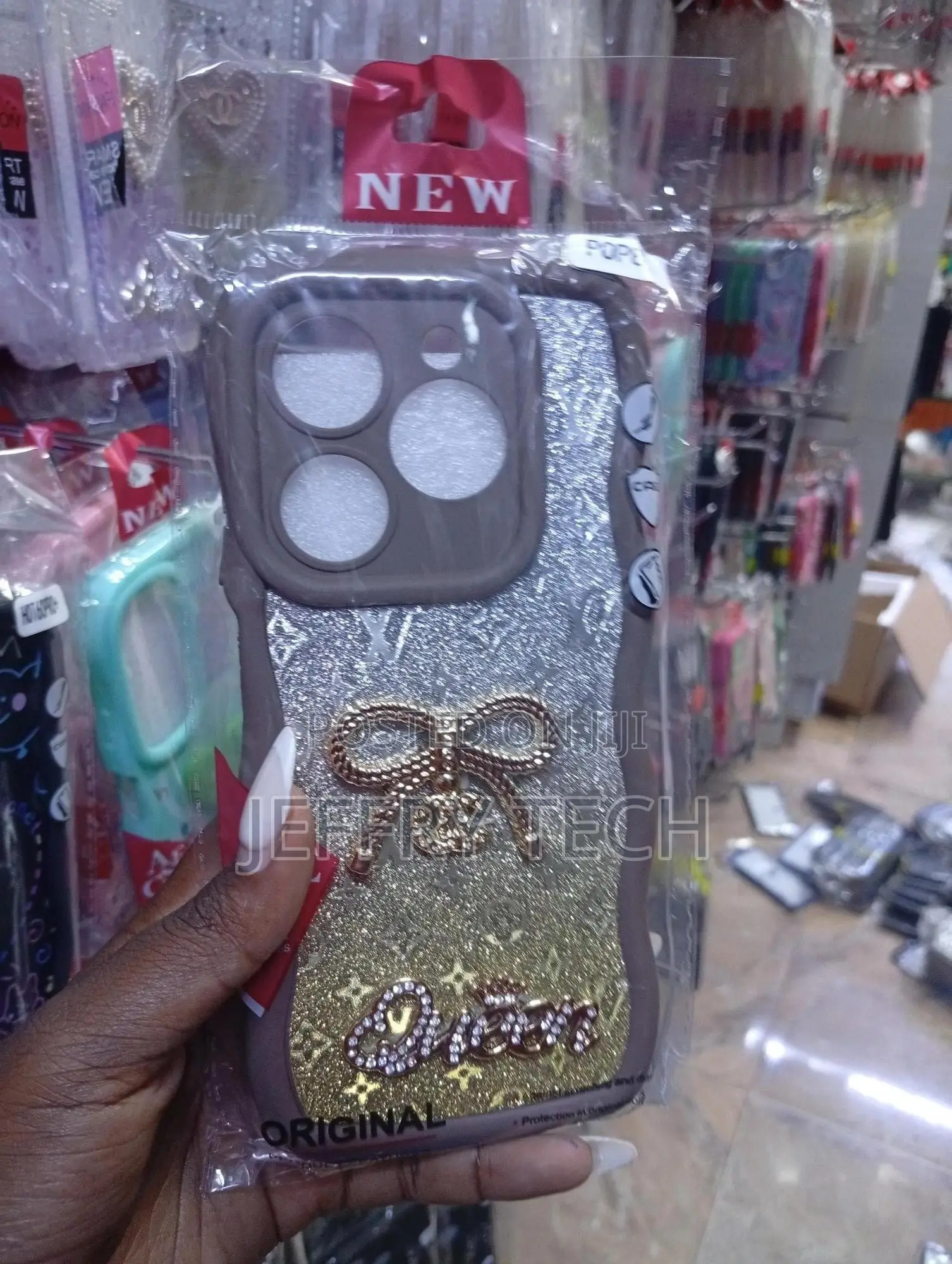 Tecno Pop 8 Luxury Glitter Phone Case Featuring a 3d Rhinestone Bow