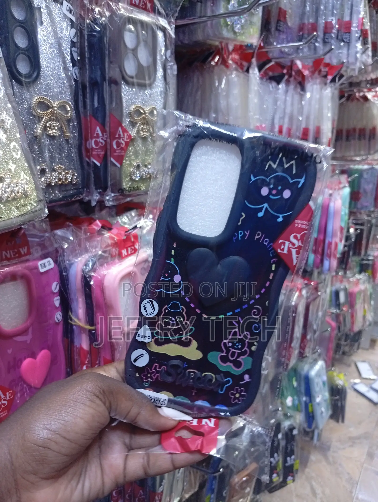 Tecno Spark 40 Black Base With Colorful Cartoon-Style Case