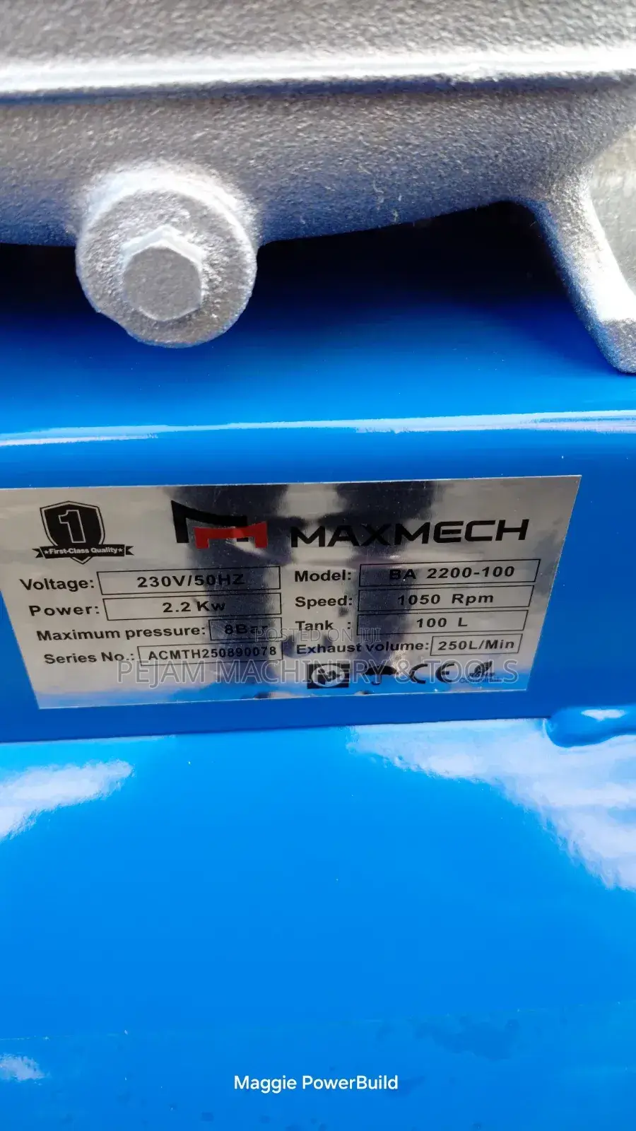100l Maxmech Belt Driven 2 Piston Electric Compressor