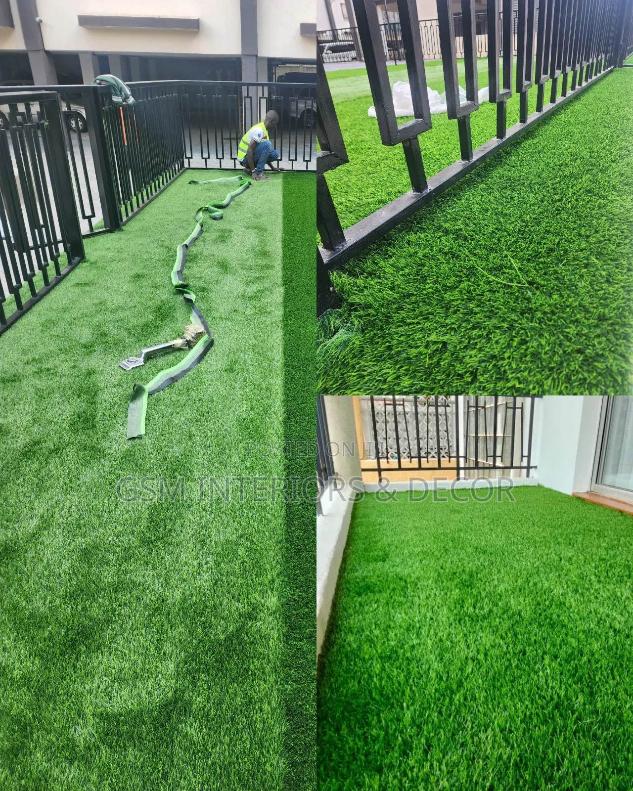 Artificial Green Grass Carpets in Fibrous Blades