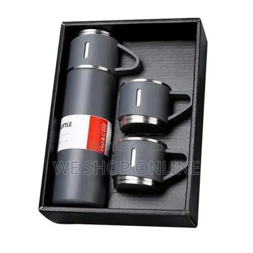 Stainless Steel Vacuum Flask Insulated 500ml With 2 Cups, Leak Proof.