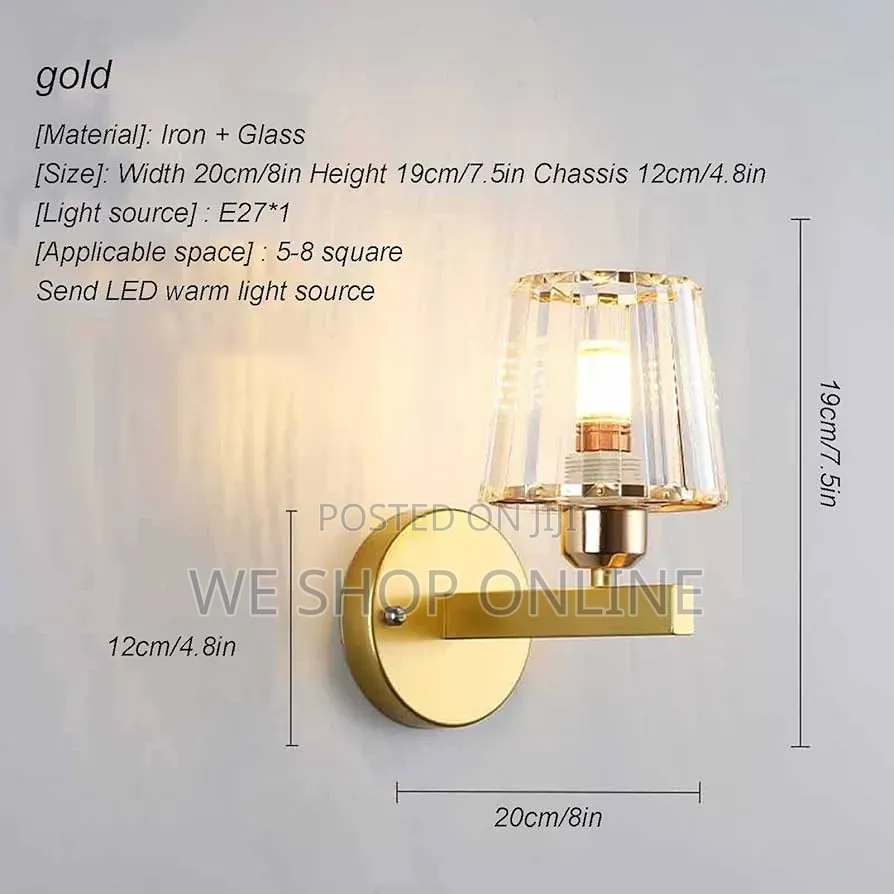 Led Indoor Wall Light, 2pack Iron Art Crystal Wall Sconce,
