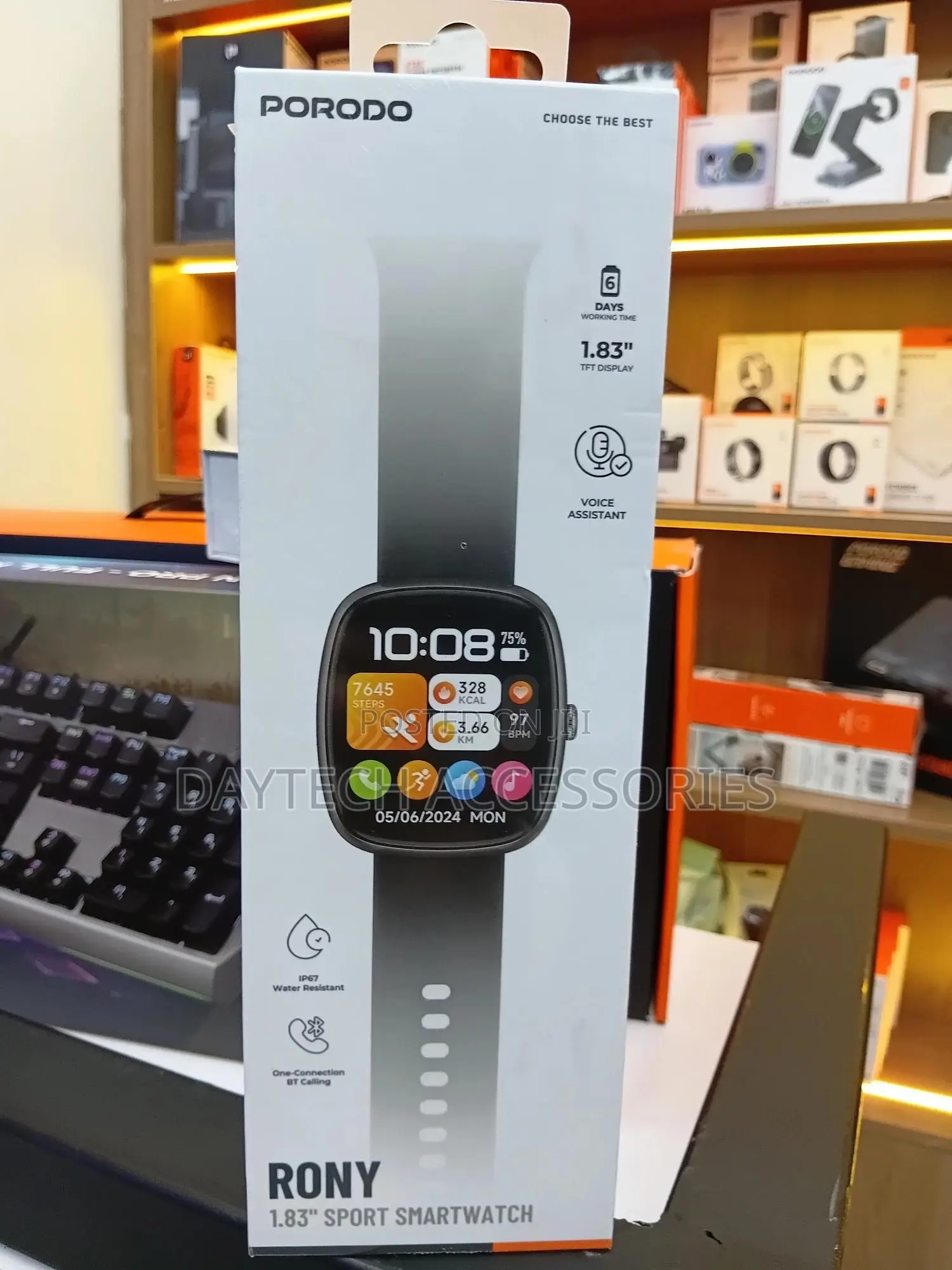 Porodo Rony 1.83′′ Sport Smart Watch - Black