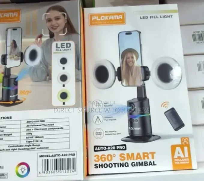 Gimbal Stabilizer With a Face Tracker Ai and 2 Selfie Ring Fill Light