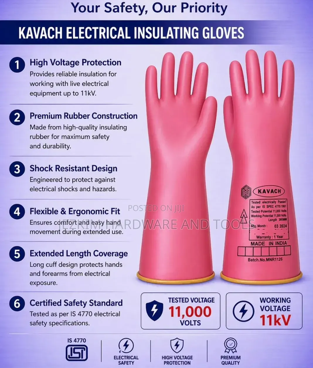 Electric Gloves 11000 Volts (11kva)
