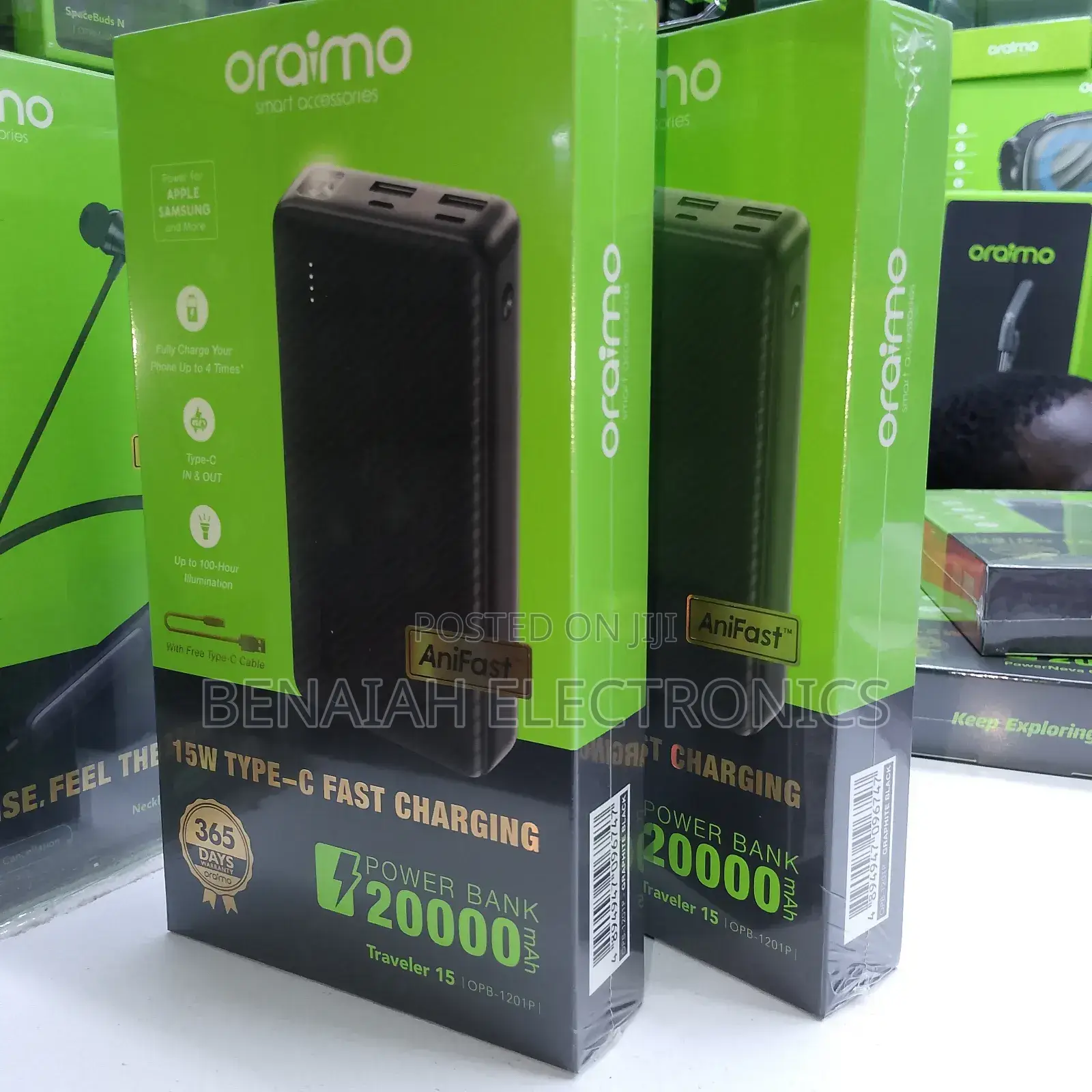 Powerbank.Oraimo 20000mah 15 Watts With Free Type C Cable