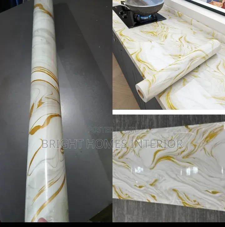 Waterproof Self Adhesive Gold Marble Contact Paper