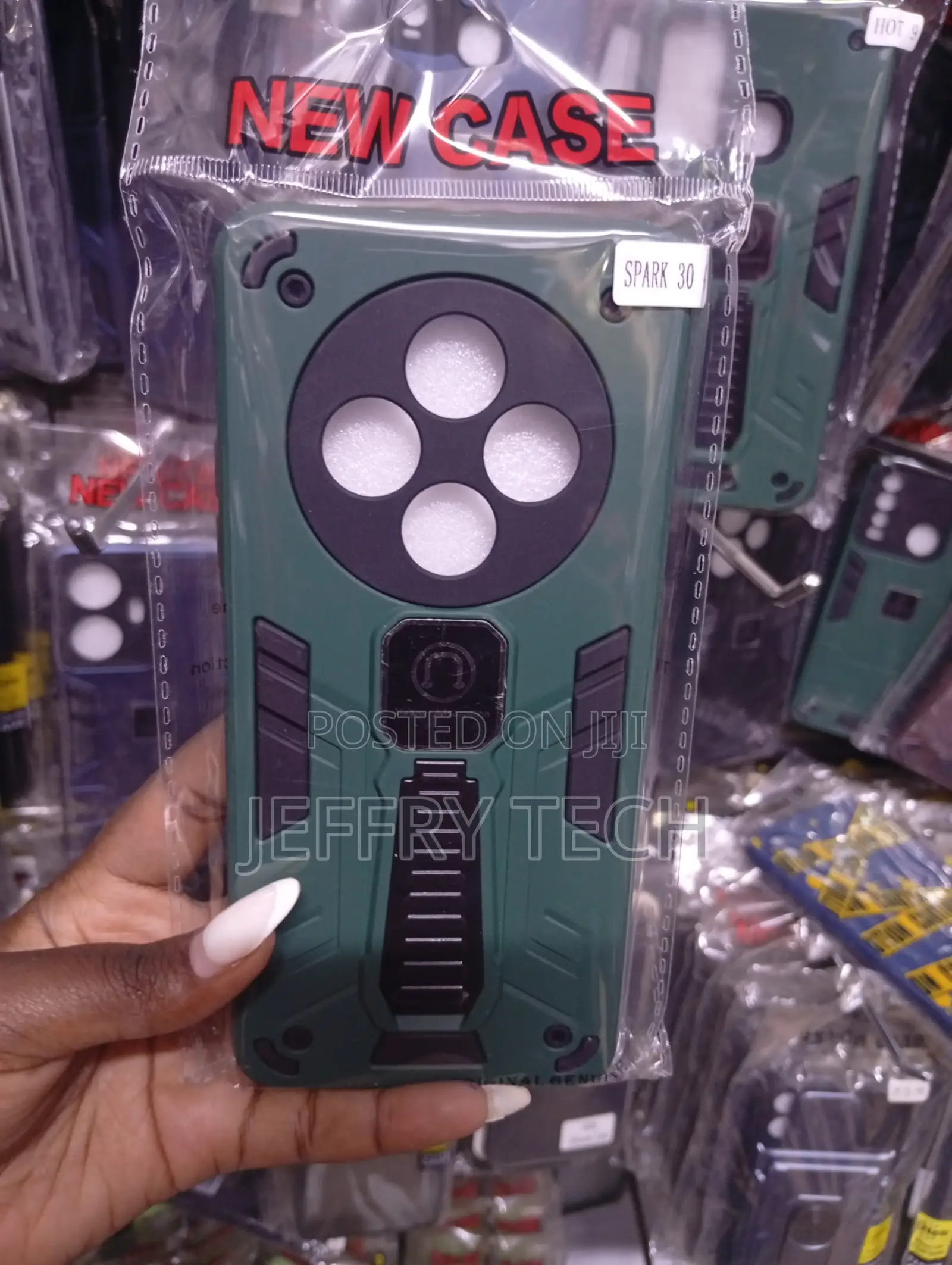Tecno Spark 30 Magnetic Kickstand Ring Armored Protective Phone Case