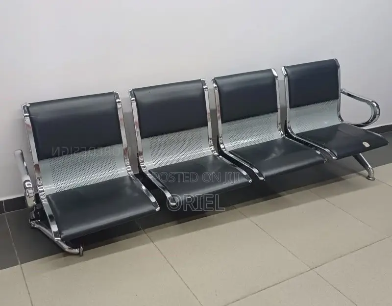 Office Lobby Waiting Bench : 4-Seater Padded Waiting Bench