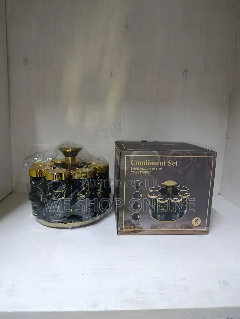 7pcs Marble Rotating Spice Jars