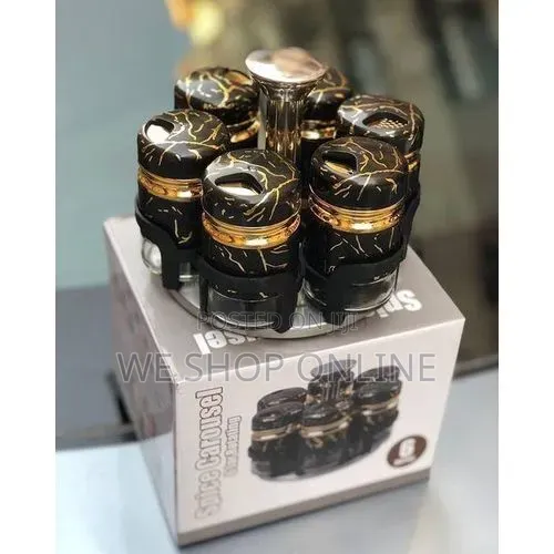 7pcs Marble Rotating Spice Jars