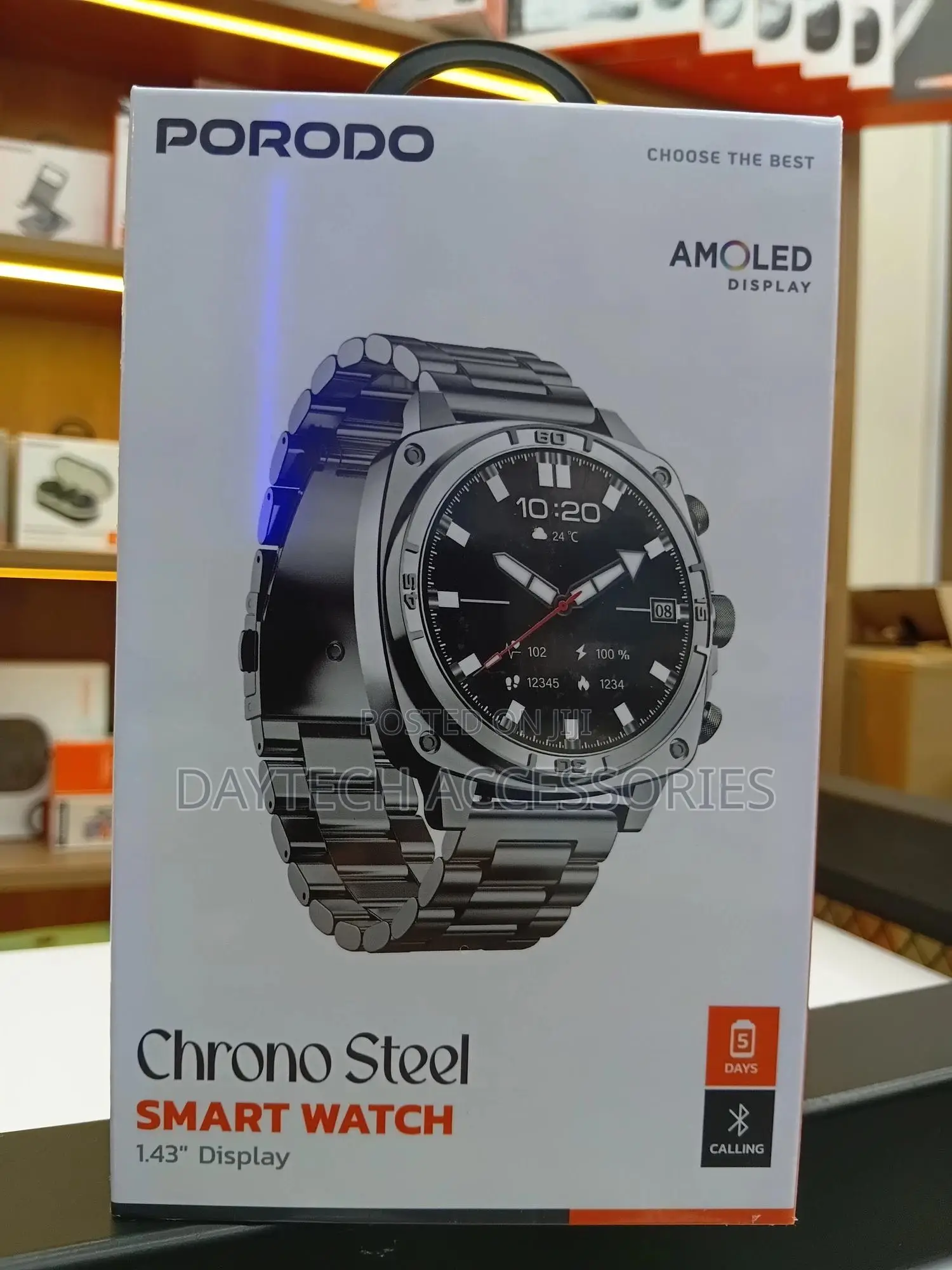 Porodo Chrono Steel Amoled 1.43 Smartwatch - Silver